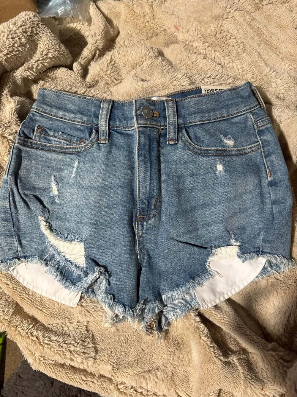 PINK Victoria's Secret High Waisted Cut Off Denim Shorts Size 0